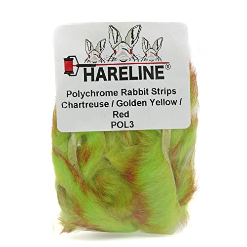 Hareline Fly Tying Polychrome Rabbit Strips - Multicolor Rabbit Fur for Streamers, Leeches & Baitfish Flies