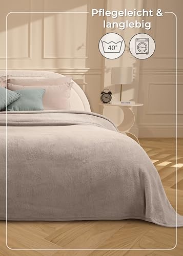 LAYNENBURG Premium Baumwolldecke 150x200 cm - Oeko-TEX 100 - Baumwollmix Kuscheldecke - Decke als Wohndecke, Sofa-Decke & Couchdecke - Wolldecke kuschelig-warm aus Baumwolle (beige)