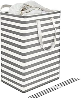 ZISHATUO Large Laundry Basket, 72L Collapsible Laundry Hamper Washing Baskets, Waterproof Clothes Hamper with Extended Handle for Bedroom Living Room Bathroom, Grey