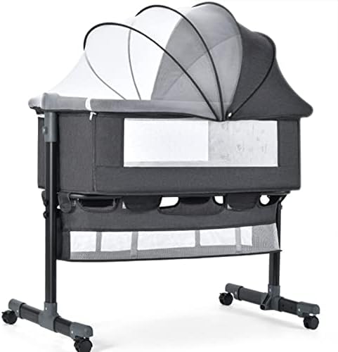 MZDICT Baby Crib Baby Bassinet Bedside Sleeper Bedside Crib for Newborn, Adjustable Folding Portable Crib 2022 for Infant/Baby, Grey
