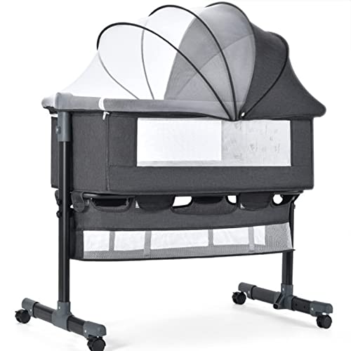 Mzdict Baby Crib Baby Bassinet Bedside Sleeper Bedside Crib For Newborn, Adjustable Folding Portable Crib 2022 For Infant/Baby, Grey #TOP1