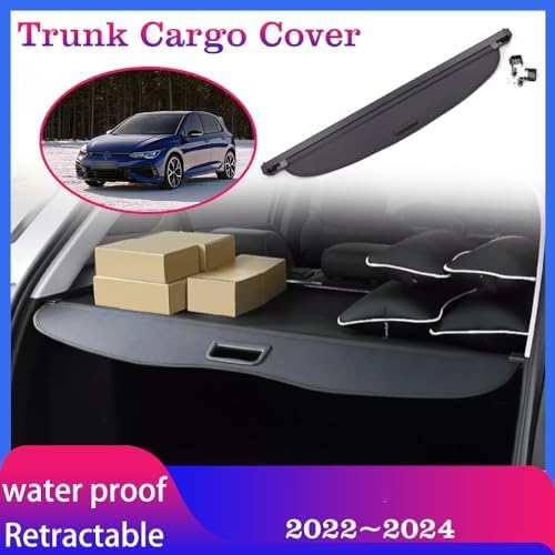 Car Retractable Rear Trunk Parcel Shelf for VW Golf 8 Mk8 2022-2024,Shield Shade Curtain Partition Board Privacy Security Accessories