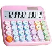 Calculator 12 Digit Extra Large 5-Inch LCD Display, Big Buttons Easy to Press Use as Office Calculators Desktop, 15Tilt Screen for Kids Calculator Pink