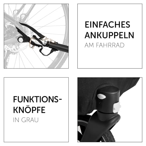 hauck Dryk Duo, Grey - 2in1 Fahrradanhänger & Kinderwagen für 2 Kinder ab 6 Monaten bis 22 kg/120 cm/4 Jahre, für Zwillinge & Geschwister, Faltbar, XL Stauraum, für Fahrrad, E-Bike & Pedelec