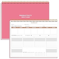 Productivity Weekly Planner - 54 Sheets Dashboard Spiral Deskpad Has 6 Focus Are