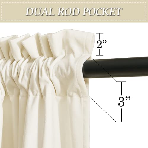 Image of RYB HOME Extra Long Velvet Curtains 102 inches for Sliding Patio Glass Door | Energy Saving, Theraml Privacy, UV Heat Blocking, for Living Room Bedroom Dining Room, Ivory, W52 x L102, 2 Panels