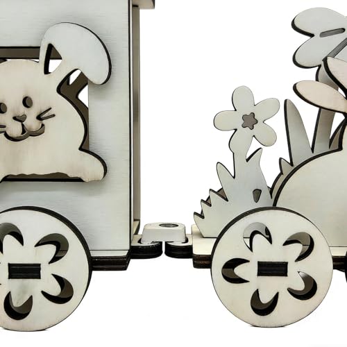 Decoración de Tren de Pascua de madera natural, el regalo ideal para centros de mesa 7