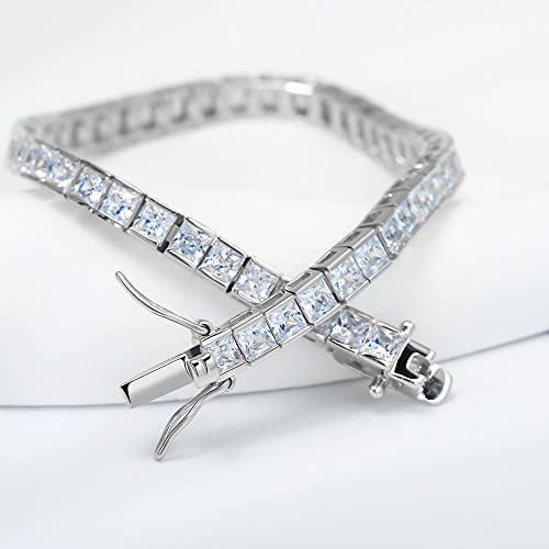 Supraone 925 Sterling Silver 3-4Mm Cubic Zirconia Classic Tennis Bracelet For Women And Men 6.5-8 Inch (Princess Cut - 3Mm, 7.0") #TOP4