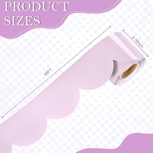 Image of 65 ft Purple Scalloped Bulletin Board Borders Pastel Classroom Border Trim Colorful Borders Stickers Rolled Decorations for Classroom School Office Home Chalkboard Whiteboard Cork