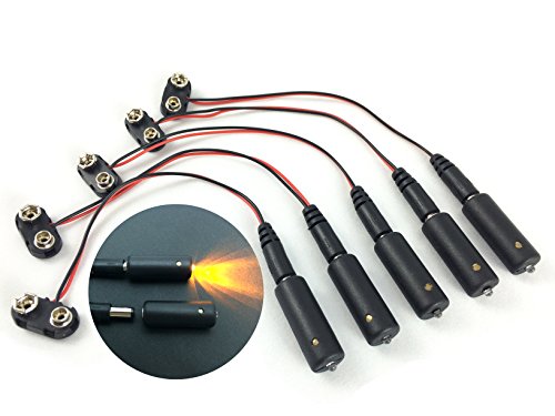 5 Pack, Sunset Amber LED 9 Volt Battery Operated Micro Effects Light for Scenery Props and Models