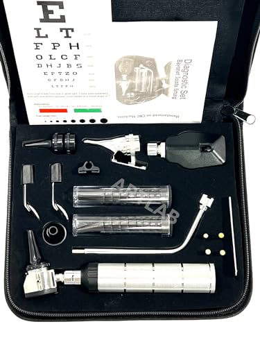 Artlab-Otoscope, Eye Scope & Illuminator Diagnostic Set -Otoscope Examination Set -Nursing Students Otoscope Set with Carrying Leather case Replacement Tips