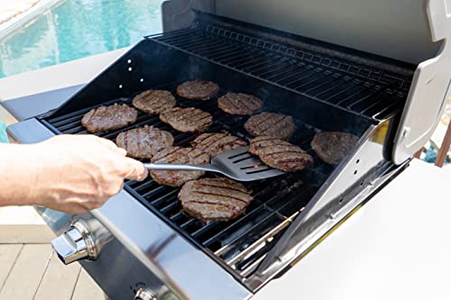 Permasteel 3-Burner Propane Gas Grill, 30,000 BTUs BBQ Grill with Cast Iron Grates, Foldable Side Tables & Tool Hooks, Outdoor Grill, Azure