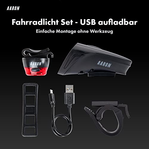Fahrradlicht Set Aaron 100 Lux mit 9 Stunden Leuchtdauer StVZO zugelassen
