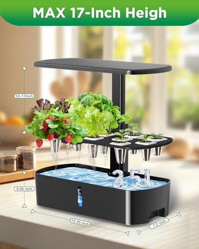 Hydroponics Growing System Kits,Smart Indoor Herb Garden with 24W LED Grow Light Planting Height Adjustablewith,12 Pods Plant Germination Kit,with Quiet Pump, Ideal Gift for All Ages - Thumbnail 3