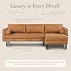 POLY & BARK Napa 104.5 Right-Facing Sectional Sofa Cognac Tan Full-Grain Pure-Aniline Italian Leather, Feather-Down Cushions, Solid Wood Frame