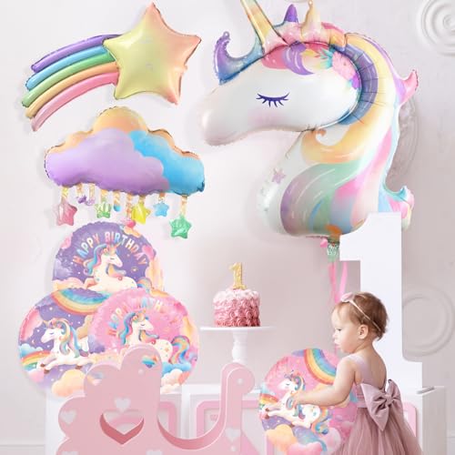 Image of unicorn birthday decorations Kit - Includes Unicorn Balloons for Unicorn 1st Birthday Supplies