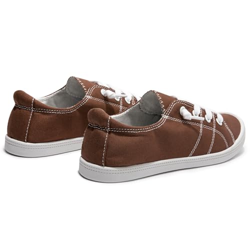 Image of Womens Slip On Shoes, Canvas Low Top Sneakers, Casual Classic Flat Shoes | Comfort Fashion Sneaker with Non Slip Rubber Outsole, Lightweight Tennis Shoes for Walking, Shopping, Picnic, Travel