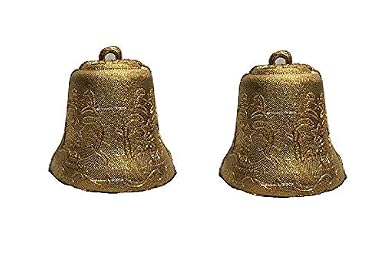 SPHINX® Golden Colored Plastic Bells for Crafts/Decoration/Festive Decor (check sizes carefully) - (2, A35R)