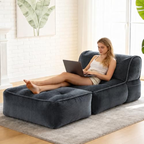 laapee Large Bean Bag Chairs for Adults, Comfy Foldable Boneless Lounger