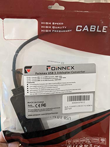 FOINNEX Adaptador USB HDMI Sólo Compatible con Windows 10/8.1/8/7 (NO XP/Vista/Mac OS),...