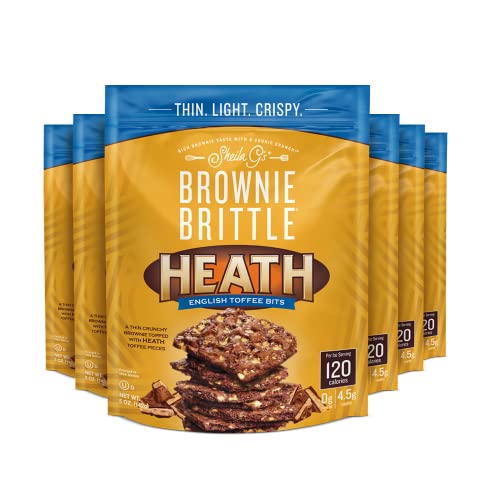 Sheila G's Brownie Brittle Low Calorie, Sweets and Treats Dessert, Healthy Chocolate, Thin Sweet Crispy Snack - Rich Brownie Taste with a Cookie Crunch - Toffee Crunch, 5 oz, Pack of 6, (4633252)