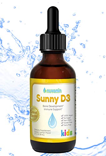 Nuvamin - Kids D3 Drops Organic Liposomal 1200 IU/mL, 2 Fl.Oz (60ml) Babies & Children Liquid Vitamin Great Taste, All Natural, High Absorption & Durability (2-8 Month of Supply), Lemon Flavor