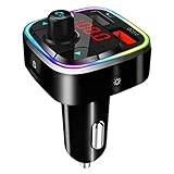 Bluetooth FM Transmitter for Car, Wireless Bluetooth Car Radio Adapter,Mp3 Music Player Car Kit with Hands-Free Calling and QC3.0 car Charge,LED Backlit, TF Card/USB for All Smartphones Audio Players