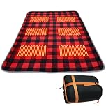 USB Heated Sleeping Mat, 3-Level Adjustable Temperature Camping Heating Pad with 6 Heating Zones, Waterproof Electric Warm Sleeping Bag Liner for Cold Weather Hiking Backpacking