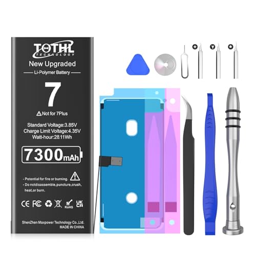 TQTHL [7300mAh] Battery for iPhone 7 Replacement (2025 New Version) High Capacity New 0 Cycle Batteries Only for A1660 A1778 A1779 with Professional Tool Kit