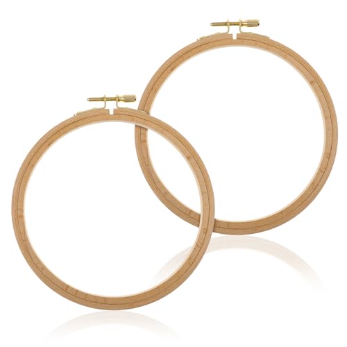 2 Pack 5 Inch Wood Embroidery Hoop Cross Stitch Hoops Ring Wooden Embroidery Hoops Cross Stitch Supplies Beech Wooden Embroidery Frames for Art Craft Sewing DIY Decoration