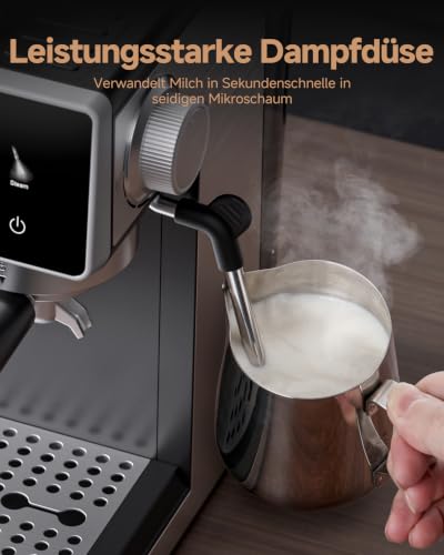 AMZCHEF Siebträgermaschine mit Mahlwerk, 20 Bar, Cold Brew – Ansicht 6