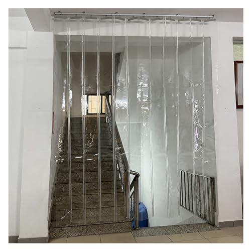 Kit rideau de porte en PVC transparent coulissant pour séparation thermique supermarché