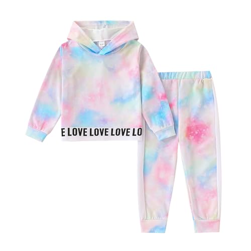 Image of Toddler Kid Girls Clothes Ribbed Color Block Long Sleeve Hoodie Sweatsuit Set Fall Outfits