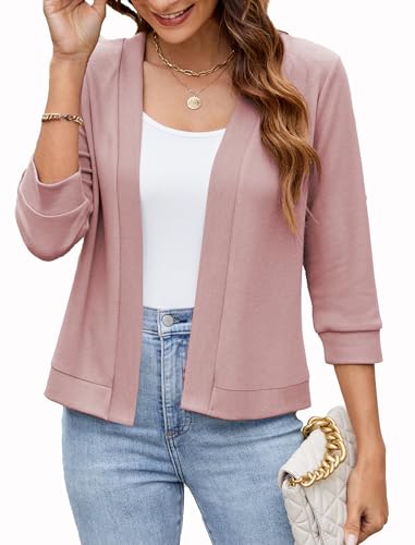 Image of Hount Womens 3 /4 Sleeve Cropped Cardigans Lightweight Casual Open Front Bolero Shrugs Sweaters