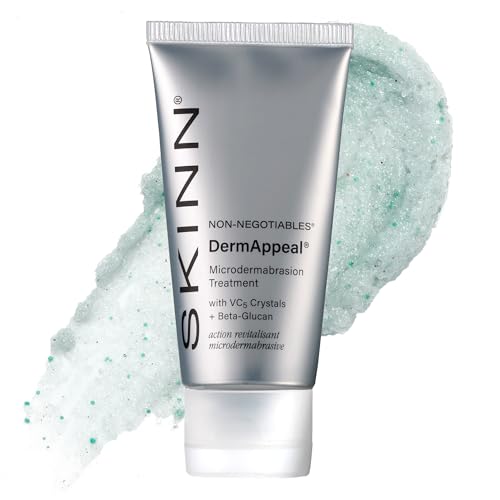 SKINN DermAppeal Microdermabrasion Facial Scrub - Anti-Aging Face Exfoliating Treatment for Dark Spots Wrinkles & Dull Skin - Men & Women Brightening Exfoliator with Vitamin C & Fruit Enzymes - 2oz
