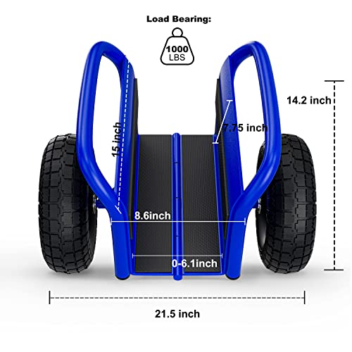 Heavy Duty Panel Dolly Slab Dolly With Handle & 2 10" Solid Rubber Tires Wheels 1000Lbs Load Capacity For Drywall Sheet Heavy Appliance & Material Handling All Terrain Moving Cart Panel Dolly - Blue #TOP1