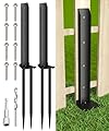 Mokeyder Heavy Duty Metal Steel Fence Post Repair Kit, Double-Tube Style, 2 Packs, Black