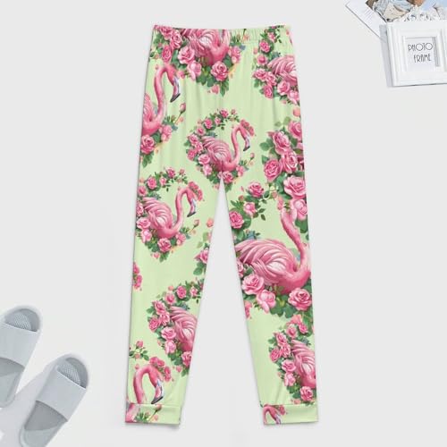 Flamingo with Flowers Pajama Pants Men Pj Bottoms Sleepwear Lounge Pant3