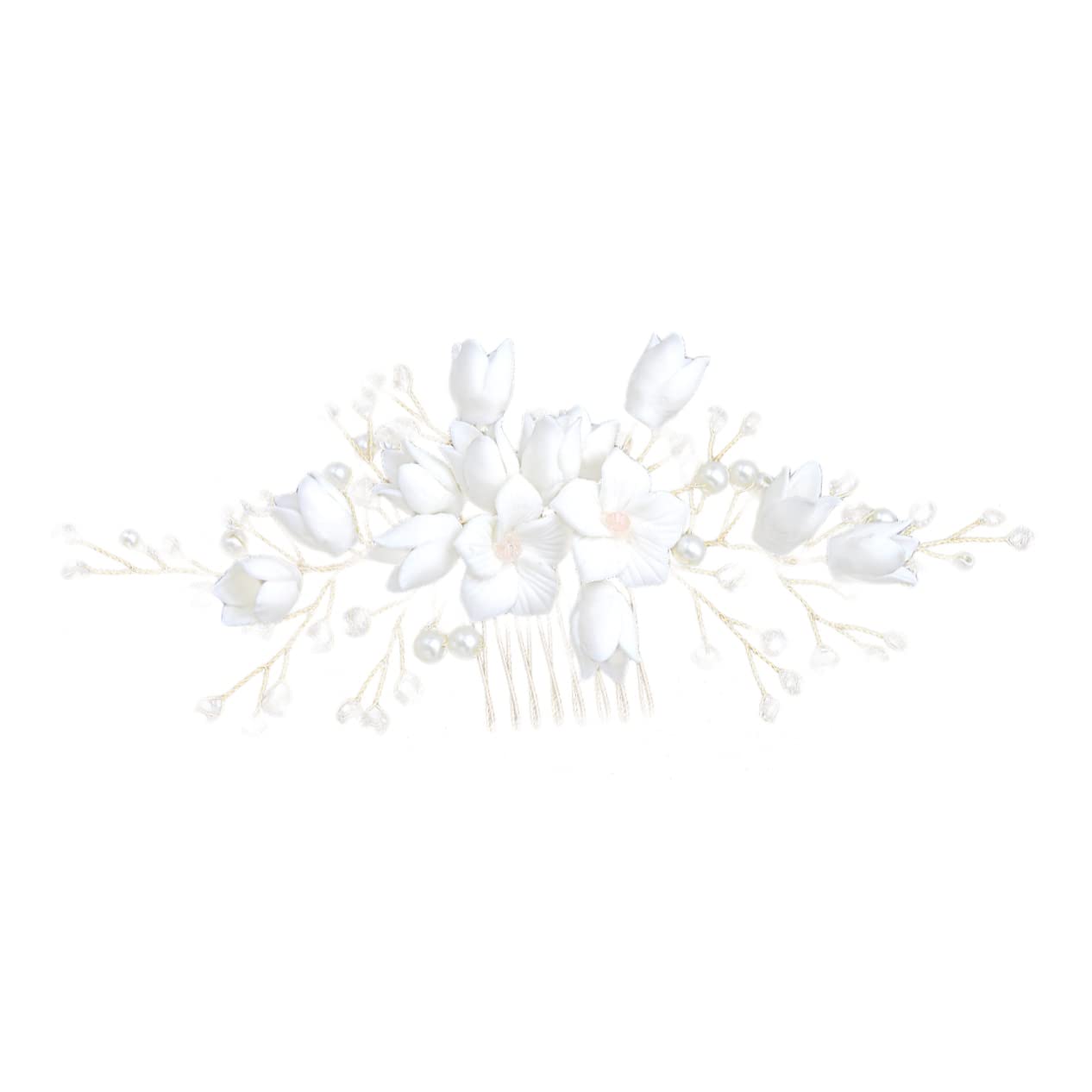 FOMIYES 2pcs Floral Bridal Hair Comb Pearl Crystal Bead Wedding Headpiece for Women for Bridesmaids Half Updo