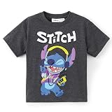 Disney Lilo & Stitch Teen Boys Black T-Shirts School-Age Girls Short Sleeve Cotton Print Tops for Children Tropical Beach Apparel Summer Autumn Outdoor Jersey Hiking Picnic Clothes 8-9 Years