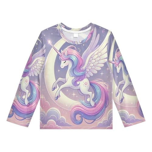 Unicorn Moon Purple Rash Guard Shirt for Boys Sun Protection Shirt for Kids Toddlers UPF50+ 5-6T