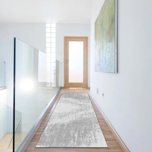 Alfombra pasillo antideslizante gris lavable de 50x250 cm 6