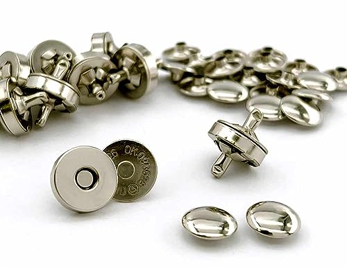 [両14厚] 10組入 マグネットホック 厚型 直径14mm 両面カシメ式 マグネットホックボタン カシメ 頭径12mm