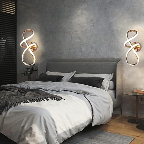 Image of Groeien Pack of 2 | 15w Modern 3 Color LED Wall Sconce Infinity Curve Wall Light for Bedroom Living Room Corridor Lighting Fixtures Wall Mount(Warm+Natural+Coolwhite)(Infinity Curve, 2)