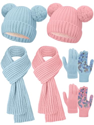 6/12 Pcs Kids Knitted Winter Hat Scarf Gloves Set for 5-8 6 Pcs Elegant
