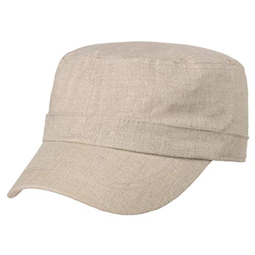 LIPODO Gorra Militar de Lino Mujer/Hombre - Verano con Visera, Cierre autoadherente Primavera/Verano - Talla única Beige