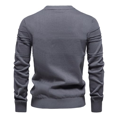 Men's Cable Knit Pullover Sweater Classic Crewneck Sweater Soft Casual Sweaters with Ribbing Edge3