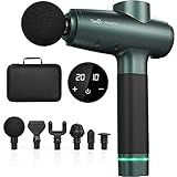 Pistola de Masaje Muscular, Turejo Masajeador de Músculos de Tejido Profundo, 90 Días de Hibernación, 6 Cabezas de Masaje, 20 Niveles Ajustables, Pantalla Táctil LCD, Silencio, para Músculos Tensos