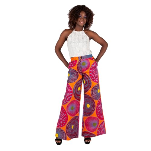 iooiooi Women's Fashion Casual Plus Size African Print Cotton Wide Leg Pants with Pockets2