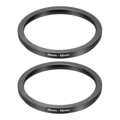 PATIKIL Step Down Ring Adapter 58mm to 52mm, 2 Pcs Filter Step-down Rings Camera Lens Filters Metal Ring Digital for ND IR DSLR Lenses, Black